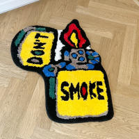 Alfombra Antideslizante Amarilla No Fumar Para Sala De Estar Alfombrilla Para Lado De Cama Alfombra Suave Para Dormitorio Decoración Aestética Para El Hogar - details 4