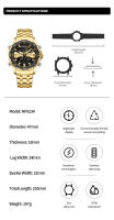 Reloj De Pulsera De Lujo Para Hombre NAVIFORCE NF9234 En Color Negro Y Oro Resistente Al Agua De Acero Inoxidable Cuarzo Deportivo Con Banda De Acero Y Cristal Hardlex - details 1