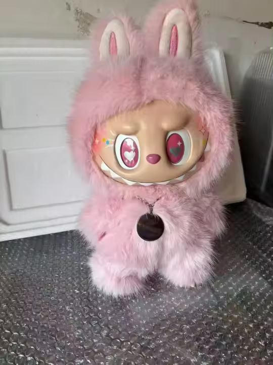 Muñeca De Vinilo Rosa Angel Labubu 38cm Juguete Creativo Para Cumpleaños Replica 1:1 Muñeca De Cambio DIY Figura De Modelo - 1