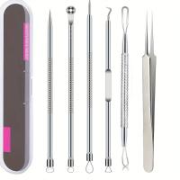 Set De 6 Pinzas Precisas Para Puntos Negros Y Acné Herramienta Profesional Para El Cuidado De La Piel Eliminación Efectiva De Imperfecciones En El Rostro - details 0