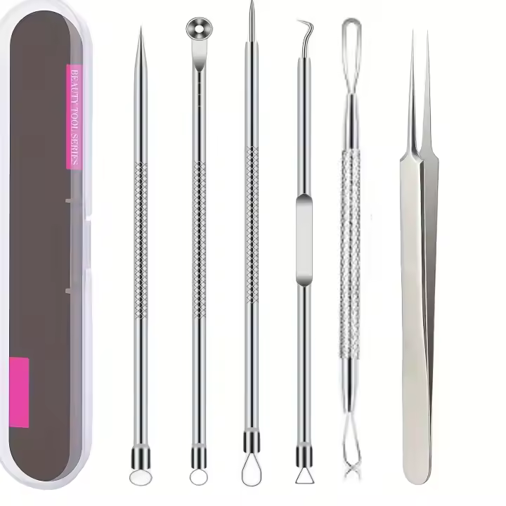 Set De 6 Pinzas Precisas Para Puntos Negros Y Acné Herramienta Profesional Para El Cuidado De La Piel Eliminación Efectiva De Imperfecciones En El Rostro - 1