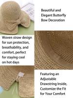 Sombrero De Paja Tejida De Verano Para Mujer Moda Con Lazo Antirreflectante Plegable Para Viajes Sombreros De Playa Panama Dulce - details 1