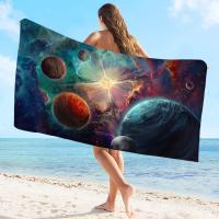 Toalla De Playa Absorbente Y Secado Rápido Con Diseño De Arte Del Universo Estelar Y Planetario Microfibra Para Yoga Natación Y Senderismo - details 2