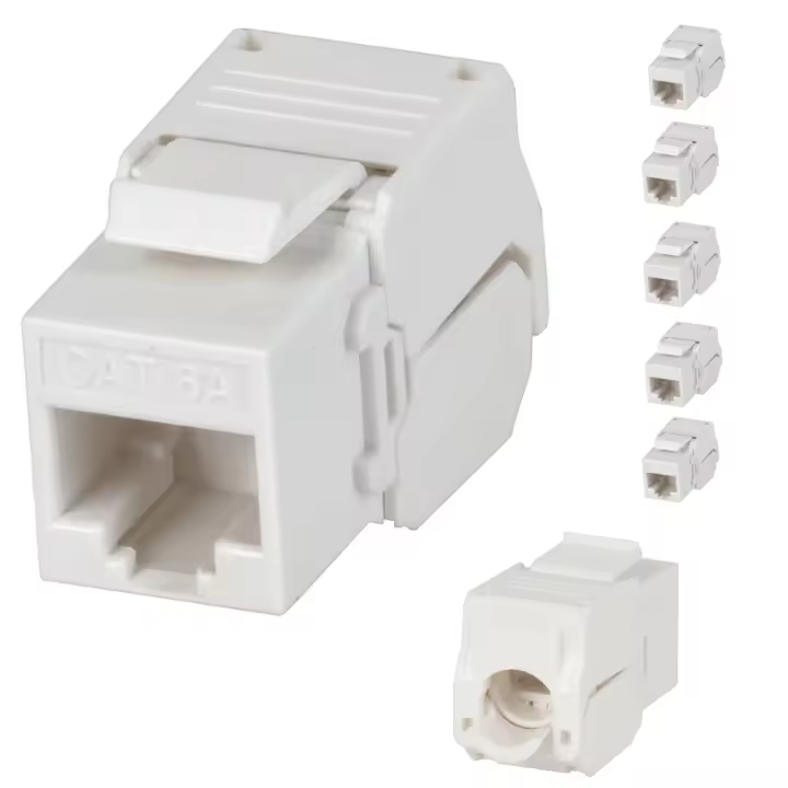Conector RJ45 Categoría 6a  HEMBRA. Keystone RJ-45 10Gb. Lote 5 unidades. TRICOM - 1