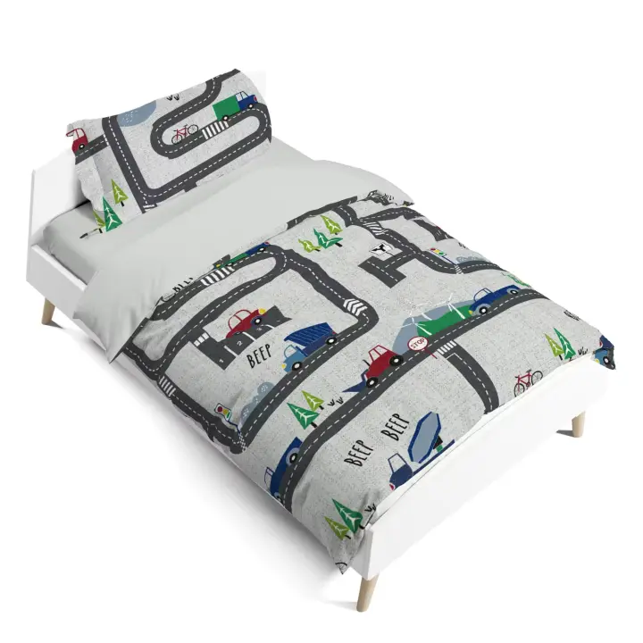 Funda Nórdica Infantil para Cama 3 Piezas - Incluye Fundas Poliéster Nórdico, Sábana bajera para colchon de Hasta 20cm, 1 Fundas de almohada, con Patrón Moderna de Poliéster Muy Suave Transpirable - 1