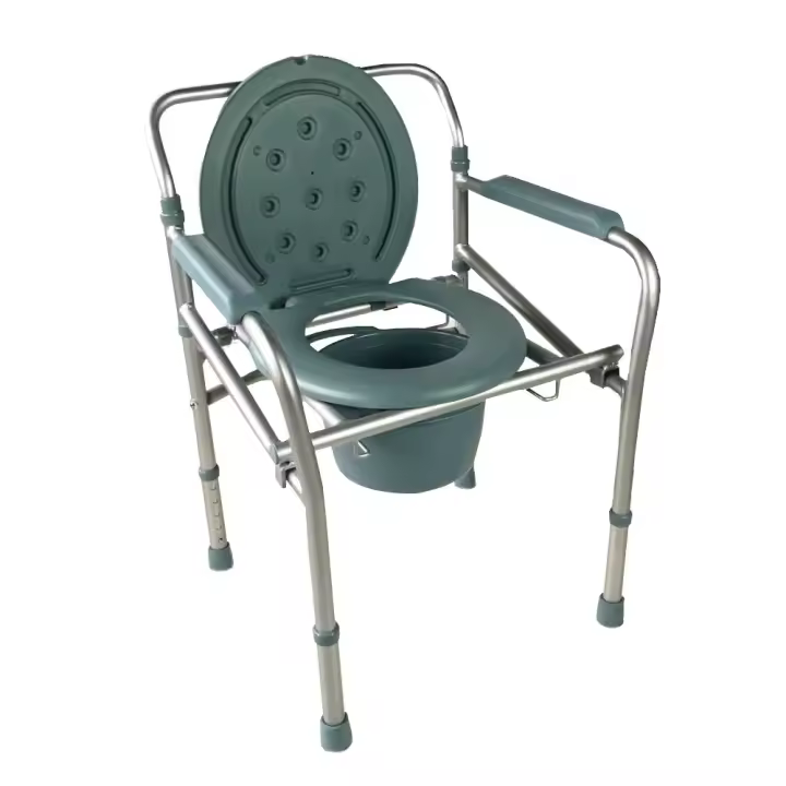 Mobiclinic Mar Silla con WC Aluminio Plegable Ligera Silla de inodoro para discapacitados minusválidos ancianos Silla orinal Reposabrazos Asiento ergonómico Conteras antideslizantes - 1