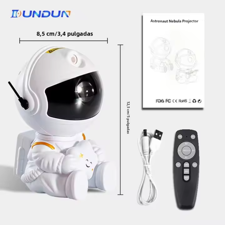 Proyector De Noche Para Niños Con Control Remoto Y Diseño Ajustable De 360 Grados Astronauta Nebulosa Galaxia Iluminación Incluye Baterías LED Poderoso 5V 20cm - 1