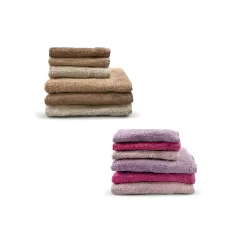 Mediawavestore Juego de Toallas de Baño 3+3 Cara + Invitado en Colores Sólidos 100% Algodón - Suaves y Absorbentes - 1