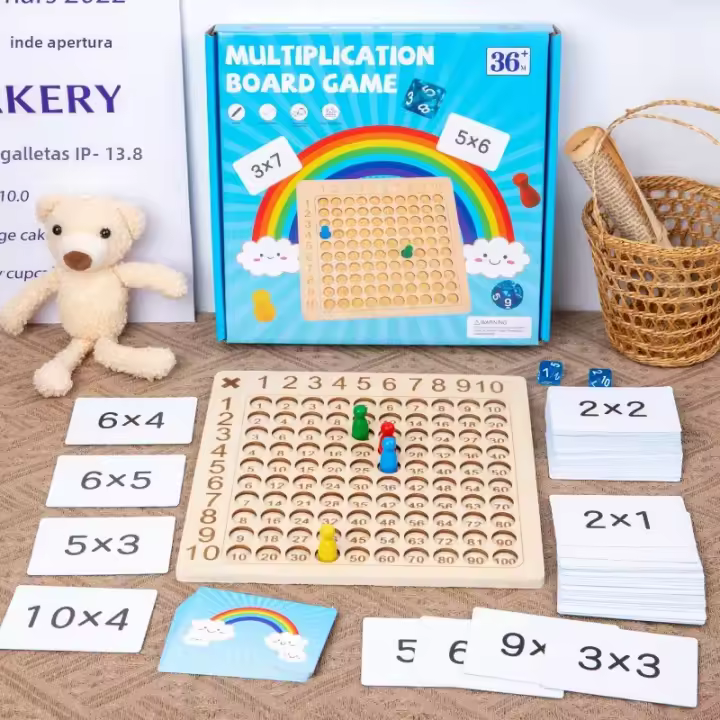 Juego De Tablero De Multiplicación Montessori De Madera Para Niños Juguete Educativo De Conteo Y Razonamiento Interactivo Edad Recomendada 6-12 Años - 1