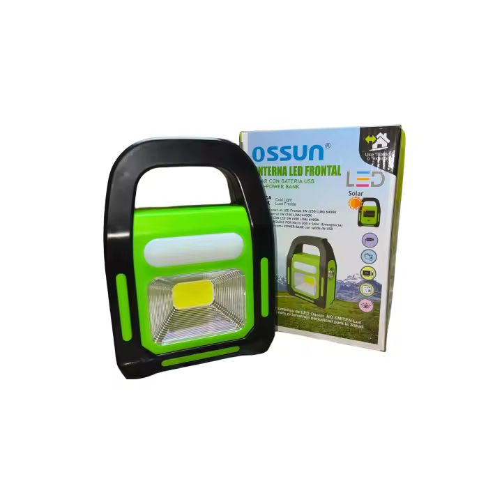 Linternas LED frontal y lateral,recargable solar y usb,luz blanca 6400K,uso interior o exterior.OSSUN - 1