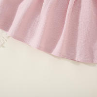 Vestido De Verano Para Bebé Niña En Color Sólido Con Cuello Redondo Y Lazo Para Uso Diario De Longitud De Rodilla - details 23