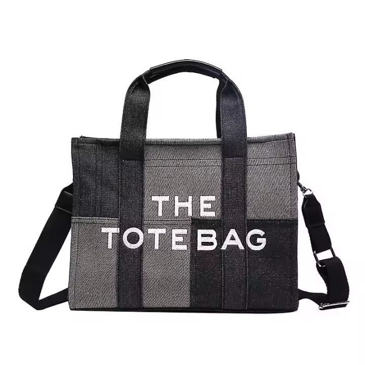 Patchwork Denim Tote Bags Fashion Designer Letters Women Handbags Luxury Shoulder Crossbody Bag Big Shopper Purses Bolso Mujer - 1