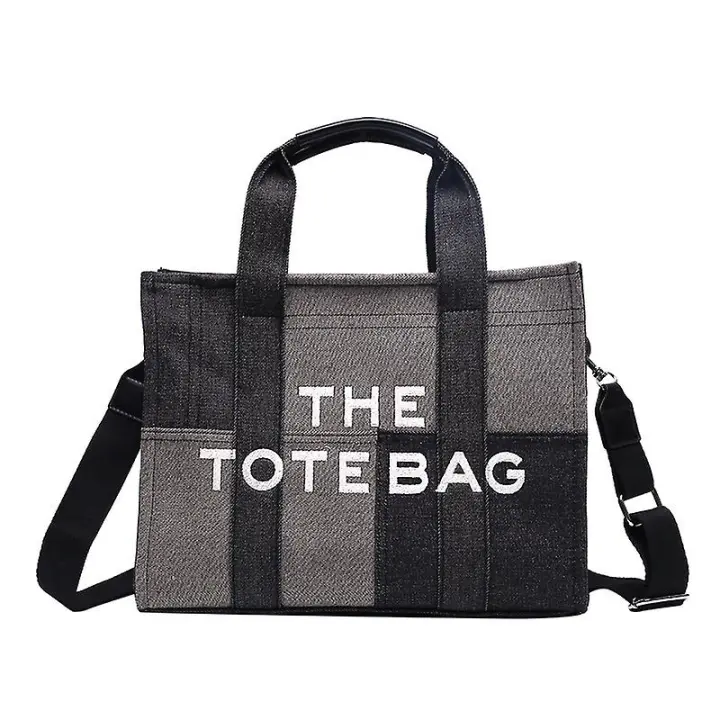 Patchwork Denim Tote Bags Fashion Designer Letters Women Handbags Luxury Shoulder Crossbody Bag Big Shopper Purses Bolso Mujer - 1