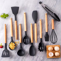 Set De Utensilios De Cocina De Silicona 12 Piezas Para Sartenes Antideslizantes Negro Resistente Al Calor Accesorios De Cocina Ecológicos Para Cocina - details 7