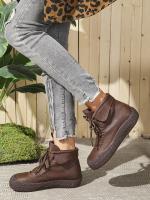 SP Nuevas Botas individuales de otoño Y invierno para Mujer, hecho a mano, estilo retro, casual, de Suela Gruesa, comodas, Con Cordones y Suela suave. - details 13