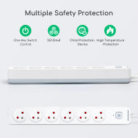 Aigostar Regleta alargador de 6 Tomas con Interruptor y Protección Infantil, 3/5 M, Francés, Blanco, 16A 250V - details 2