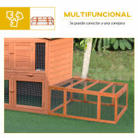 PawHut Conejera Exterior de Madera 180x90x48 cm Jaulas para Conejos Grande Casa para Animales Pequeños con 3 Puertas y Alambre de Metal Natural - details 5