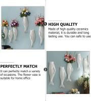 Conjunto de pared de flores florero de cerámica forma de pescado pared PLANTER pared colgante floral ornamento decoración de pared para sala de estar dormitorio - details 1