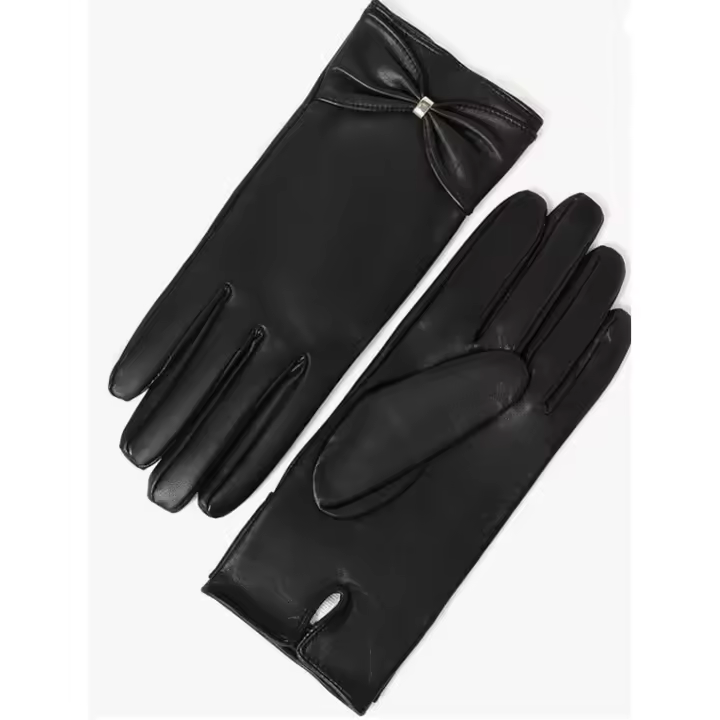 Guantes Mujer Yiseven Cuero de Oveja de Real Piel de corder Dedo Completo Cálidos Forrado de Lana Largo Térmico Muñeca Contraste Pantalla Táctil Invierno. Negro. Talla L - 1