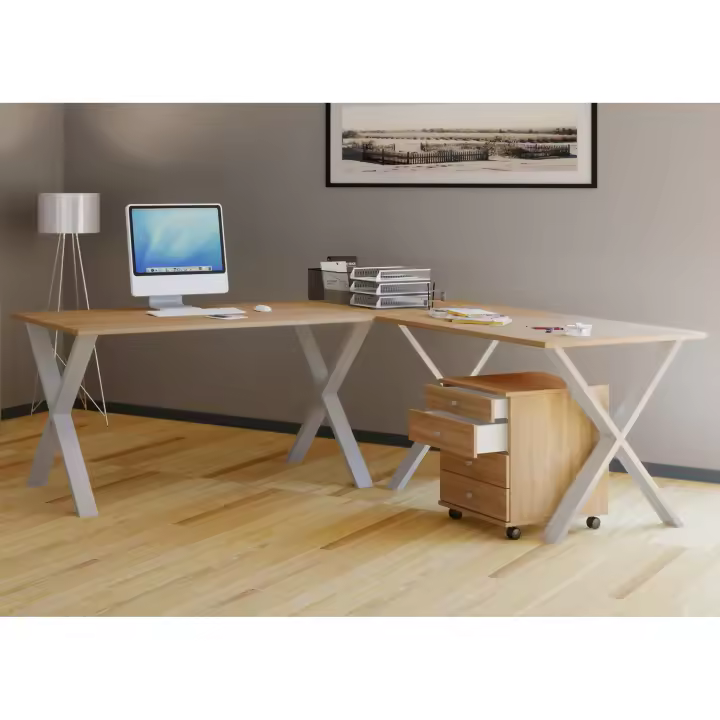 VCM Holz Schreibtisch | Eckschreibtisch schlicht | 190x190 | L Form links oder rechts | Arbeitstisch Platte 50 cm tief| Computertisch Büromöbel - Lona X - 1