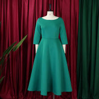Vestido Elegante Para Mujer 2024 Moderno Cuello Redondo Tres Cuartos Ajustado a La Cadera A-Line Midi Fiesta Cumpleaños Cena Boda - details 19