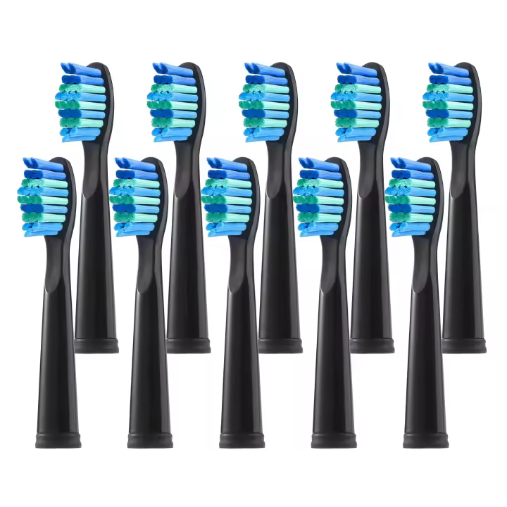 Cabezales de Repuesto para Cepillos de Dientes Compatibles con Fairywill 507/508/D7/D8/515/551/917/959, Negro, Paquete de 10 Unidades - 1