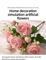 Bouquet De Flores Artificiales Peonía Rosa Púrpura 30cm 5 Cabezas Grandes Y 4 Brotes Pequeños Decoración Para Casamiento Y Hogar - details 0