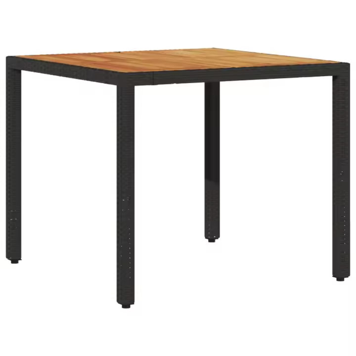 Mesa de Jardín Superficie Madera Acacia Negro 90x90x75 cm - 1