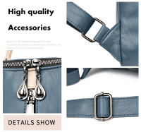 Mochila De Cuero Suave Para Mujer Gran Capacidad Bolso De Hombro Viaje Mochila Deportiva Estilo Fashion Con Manija Suave Y Cremallera - details 3