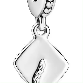 Charm colgante de birrete de graduación de PANDORA - Compatible con Pandora Moments - Plata de ley，Incluye Caja Original - 1