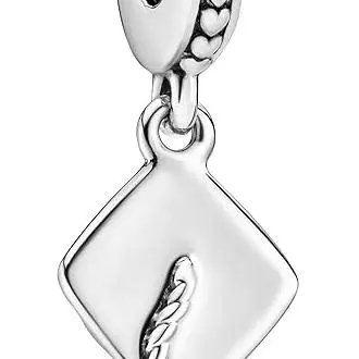 Charm colgante de birrete de graduación de PANDORA - Compatible con Pandora Moments - Plata de ley，Incluye Caja Original - 1