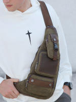 Mochila Hombro Para Hombre Bolsa De Pecho Cruzada Militar Táctica De Lona Bolsa Mensajero Estilo De Viaje Senderismo - details 2