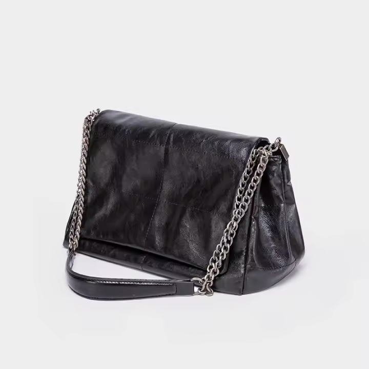 Bolso De Hombro Para Mujer Estilo Rock Negro Nueva Moda Bolso De Mano Con Cadena Monedero Cruzado Single Para Diario - 1