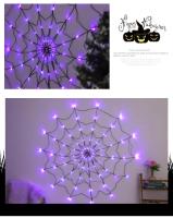 Decoración De Halloween Con Telas De Araña Luminosas 70 LED Colores Naranja Y Morado Para Exterior E Interior - details 16