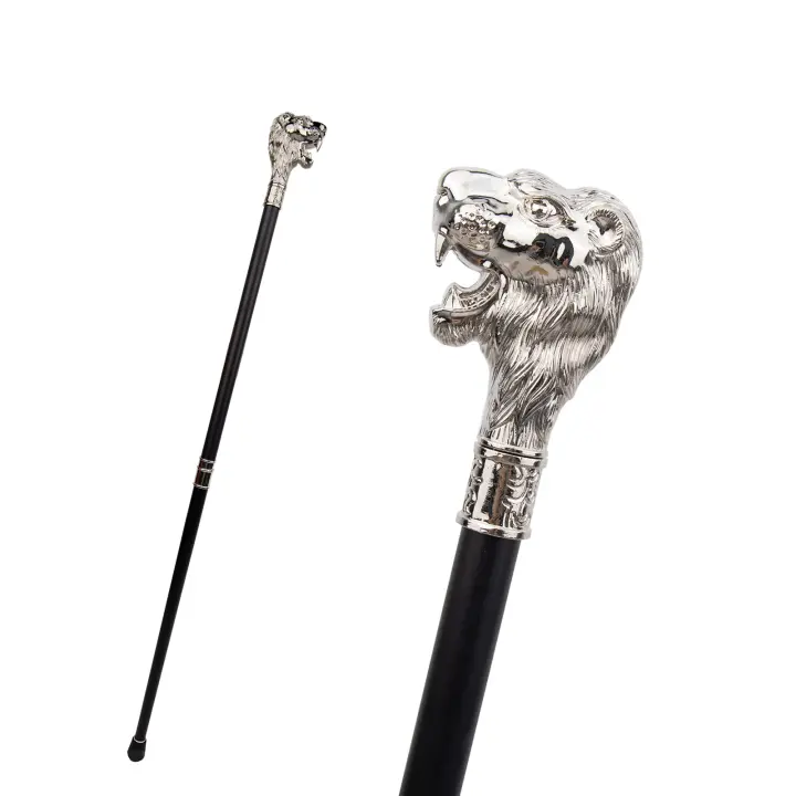 Bastón Decorativo De Lobo Blanco Con Barba Elegante Y Moda Para Caballero Cosplay Knob Cane De 93cm Material De Acero Y Aleación De Aluminio - 1