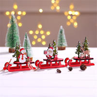 Modelo Pequeño De Adorno Navideño DIY De Madera Colores Sledo Decoración Con Ciervo Anciano Tirando De Un Carro Regalos Pequeños - details 2
