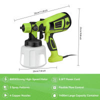 1400ML PISTOLA DE PULVERIZACIÓN eléctrica, aerógrafo con revestimiento de acero, pintura, 5 boquillas, adecuado para muebles, armario, valla, puerta de pared, obras de bricolaje,1000W - details 7