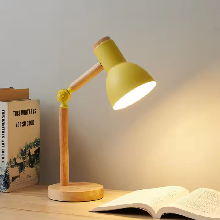 Lámpara De Escritorio Creativa Nórdica Con Cabeza Giratoria De Madera LED Protección Ocular Para Lectura Y Dormitorio - 1