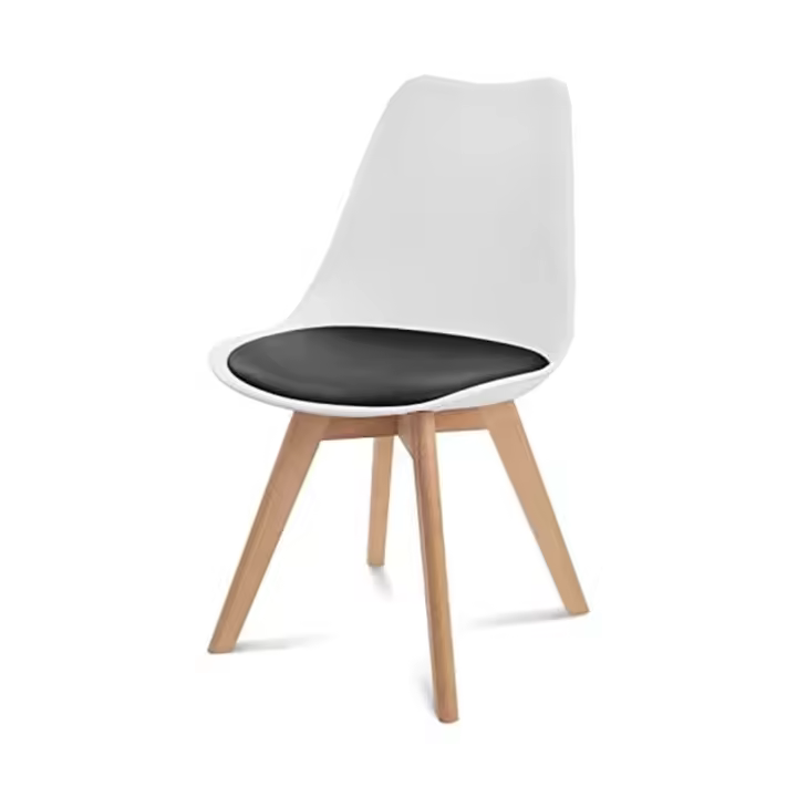 ORION91 Silla DRACO Blanco Asiento Piel Sintética Acolchado Negro 🖤 Patas Madera de Haya 54x81x48cm Comedor Oficina Salón Teletrabajo Cocina - SpazioLuzio - 1
