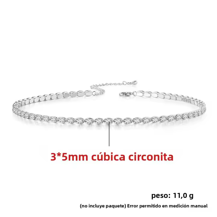 Collar De Tenis Oval Dainty Con Cristal CZ Dorado Para Mujer Joyería De Moda Para Boda Collar Geométrico De Cadenilla - 1
