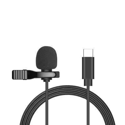Mini Micrófono Lavalier Portátil 1.5m Condensador Tipo C Clip-on USB-C 3.5mm Para Mac Laptop PC Teléfono - 1