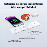 Cargador Inalámbrico Plegable 3 en 1 Magnético para iPhone 16/15/14/13/12 Pro Max/Plus/Mini, Apple Watch 9/Ultra 2/8/7/SE/6/5/4, AirPods 3/2/Pro - Carga Rápida, Protección Múltiple Certificada - FYRA Consumer Electronics - details 3