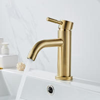 Grifo De Baño De Cobre Soldado Grifo De Mesa Suelta Mezclador De Agua Caliente Y Fría Tapa De Oro Pulido Manillar Único Montaje En La Superficie - details 4