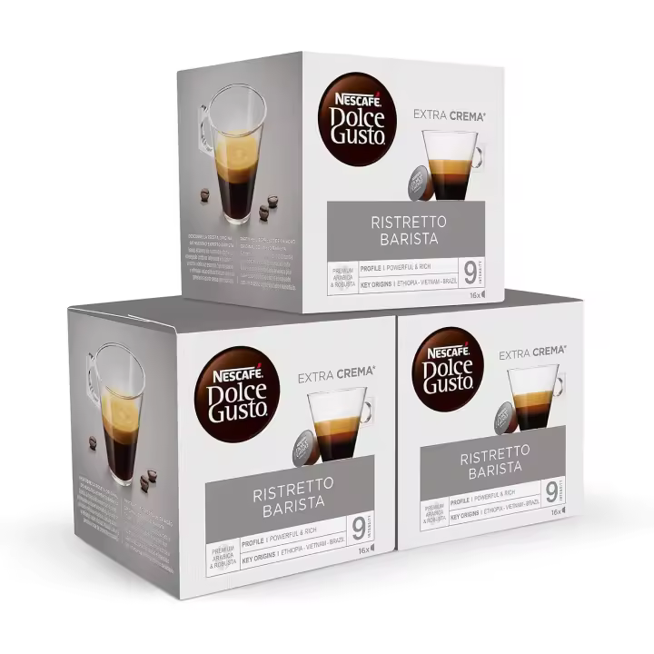 NESCAFÉ Dolce Gusto Ristretto Barista, 48 cápsulas, Espresso fuerte, Intensidad 9, Café de tueste intenso (pack 3 x 16) - 1