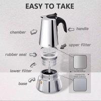 Cafetera italiana de acero inoxidable para uso en el hogar, Cafetera italiana Moka, cafetera expreso, cafetera percoladora, herramientas de café para Latte Stovetop - details 2