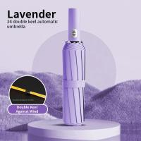 Paraguas Automático Grande 24 Huesos Resistente Al Viento Y UV Plegable En 3 Ribos Doble Para Viajes Para Hombres Y Mujeres Con Protección UVF Regalo - details 20