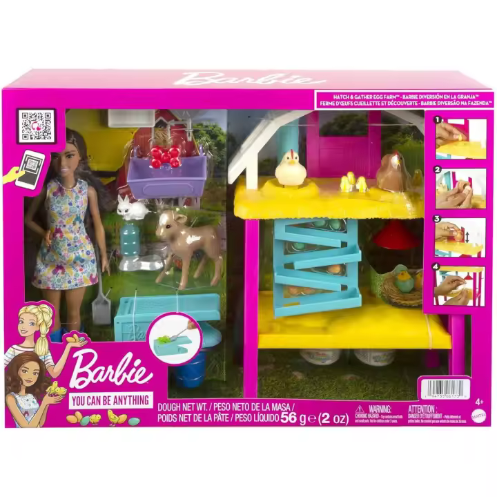 Barbie y su granja Muñeca  morena con granja, animales y accesorios, incluye juego de plastilina, +3 años Mattel HGY88 - 1