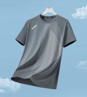 Camiseta De Hombre Verano Seda De Hielo Secado Rápido Cuello Redondo Manga Corta Estampado Rayado Casual Deportivo Para Running - details 15