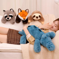 Almohada De Peluche Suave De 45-70cm En Forma De Animal Lười Gato Zorro Cocodrilo Regalo De Cumpleaños Para Niño Y Niña Rellena Con Poliéster - details 7