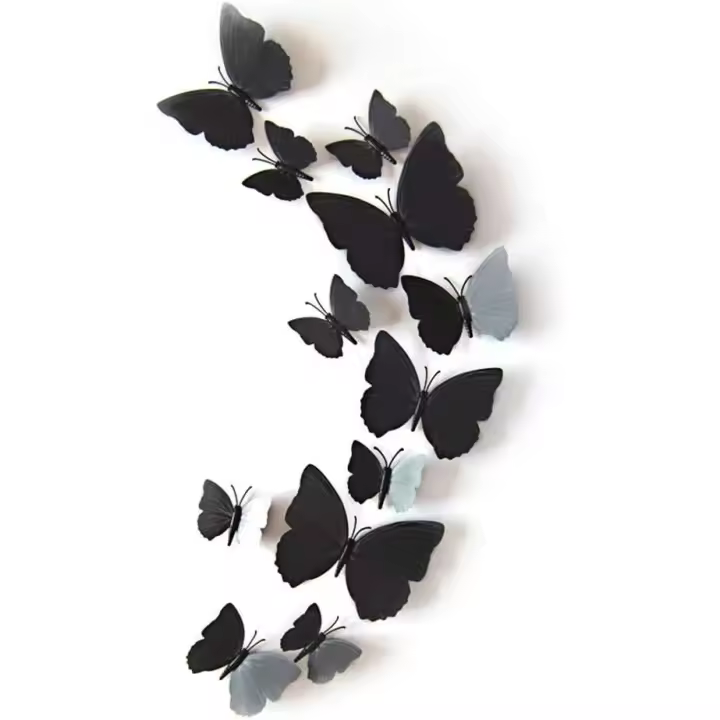 12 Mariposas 3D Removibles, Reutilizables, Pegatinas, Impermeables, PVC, Hogar, Bricolaje, Decoración de Paredes, para Dormitorio, Apartamento, Puntos de Pegamento - 1